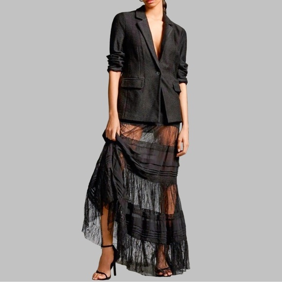 Anthropologie Sanctuary Womens Black Oversized Cotton Blend Boyfriend Blazer S - Picture 3 of 14